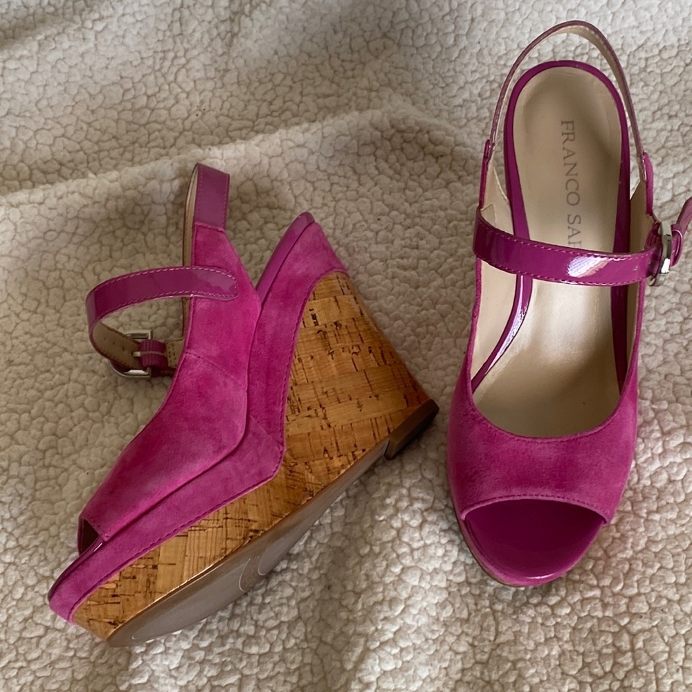 Franco Sarto Roxanne Suede Slingback Wedge Sandals